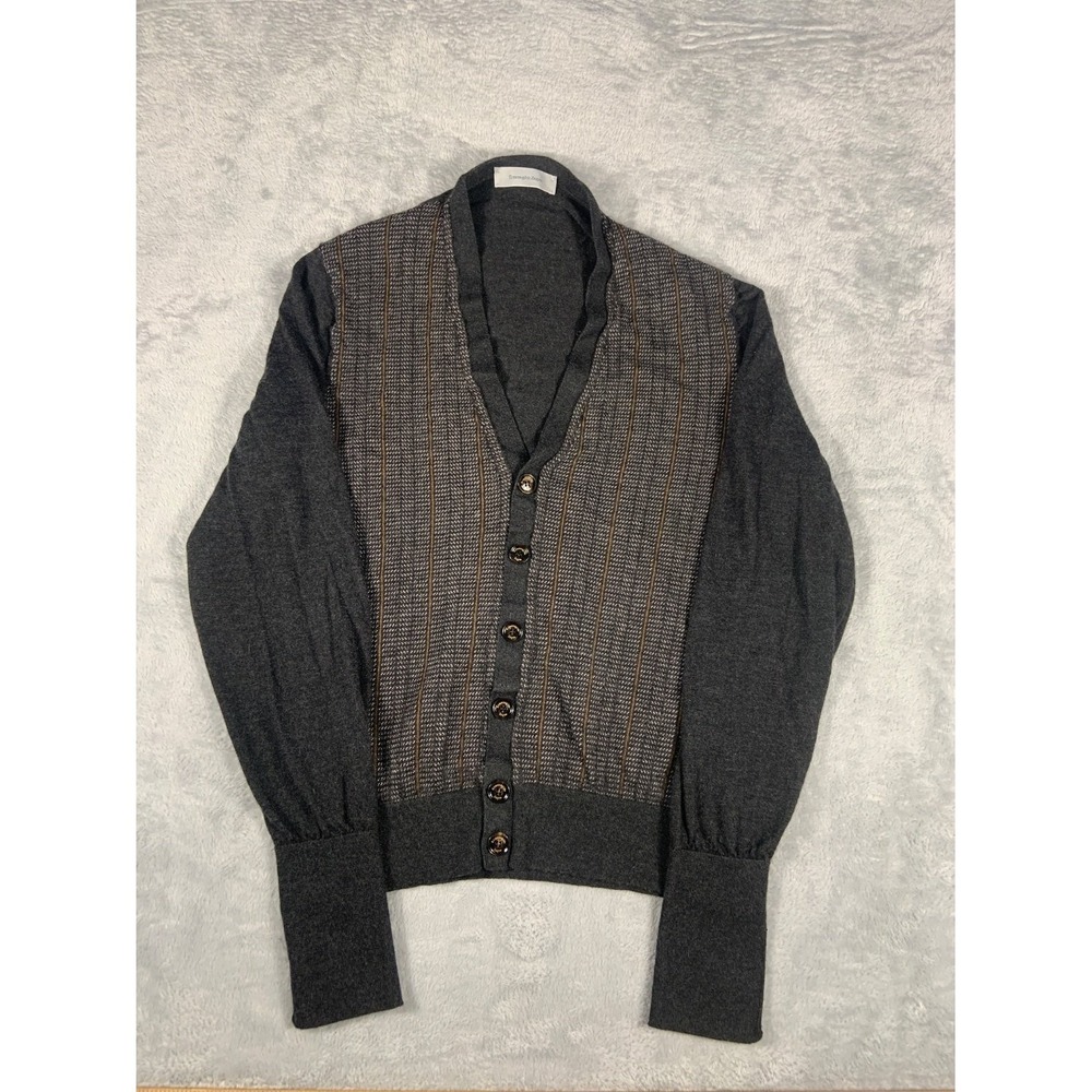 Ermenegildo Zegna Cashmere Silk Cardigan Sweater Mens Size M 50 Gray Made